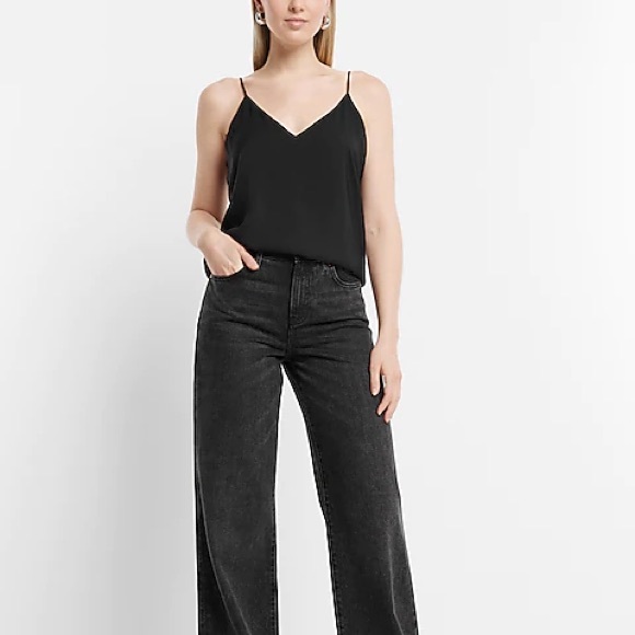 Express - Black V-Neck Downtown Cami Slip Tank - Picture 3 of 7